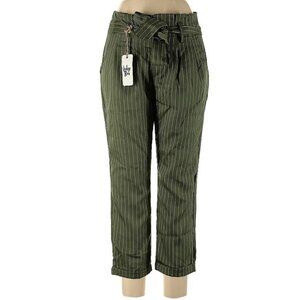 Indigo Rein Belted Capri Pants in Green Stripe NWT